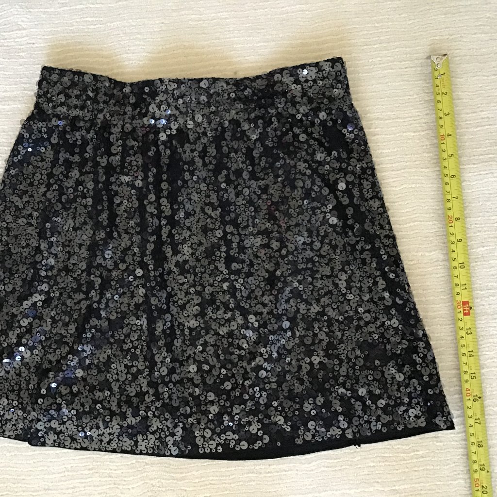 Garnet Hill Mini Skirt Medium Black Sequins A-Line